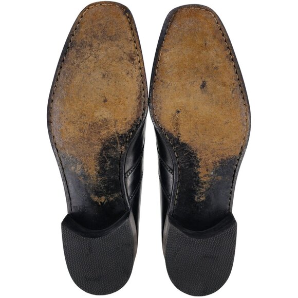 Vintage Barletta Handmade Italian Dress Shoes Mens 10.5C Black Leather Loafers - Picture 3 of 13